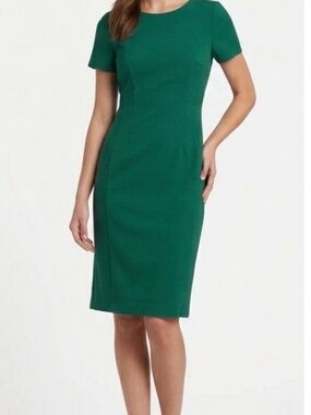 Alex Marie Forest Green Short-Sleeve Midi Sheath Dress size 10